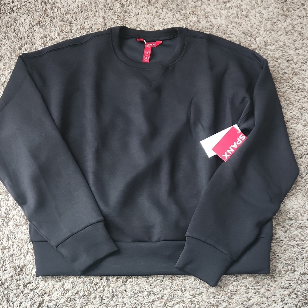 NWT spanx Airessentials Womens Crewneck Black Medium Sweatshirt